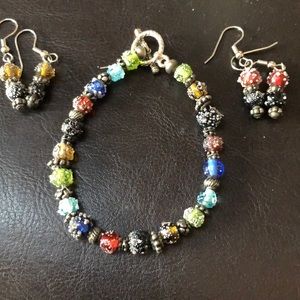 Beautiful beaded bracelet and earrings